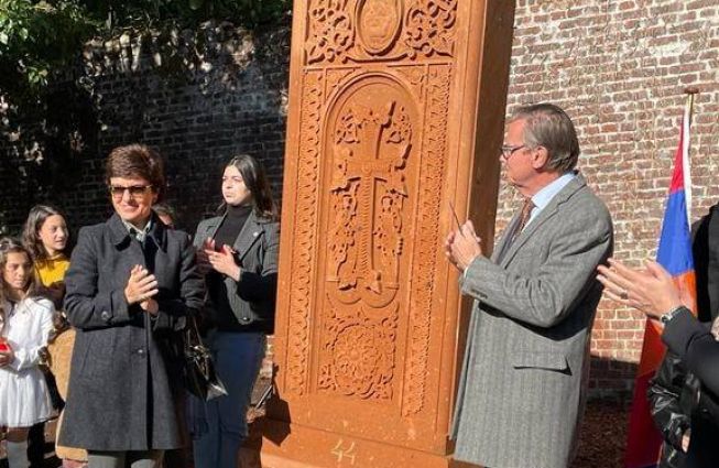 Armenian cross-stone (khachkar) dedicated to the memory of the victims of the Armenian Genocide unveiled in Gerardsbergen