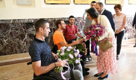 Hadja Lahbib visited Homeland Defender's Rehabilitation Center